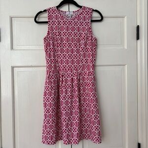 Jude Connally Rachel Dress Size Small Pockets Pink White Chain Link Print‎ Jude